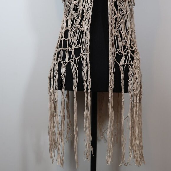 Left on Houston Fringe Boho Vest Cochella Vibes M - Picture 5 of 9